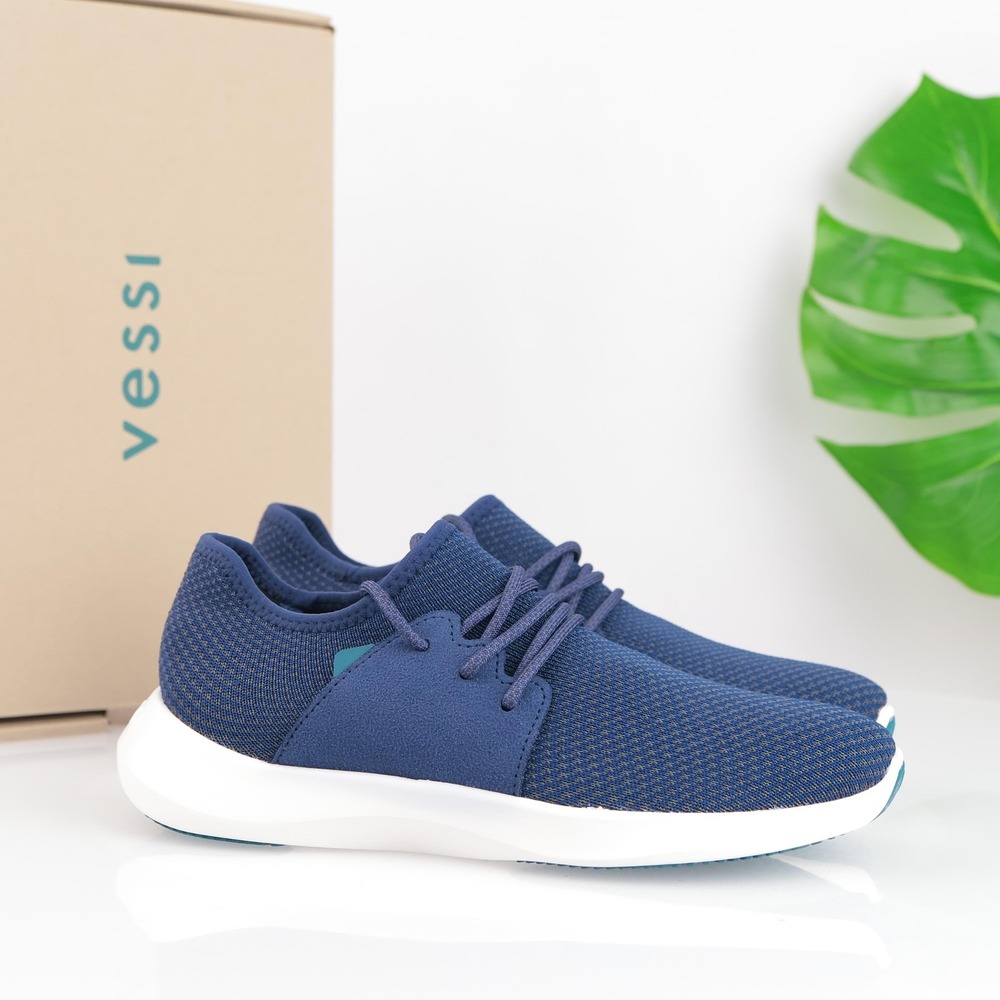 Vessi Womens Everyday Classic Sneakers Size 8 Waterproof Blue Knit Comfort Shoes